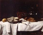 Francois Bonvin Still life with Lemon and Oysters painting